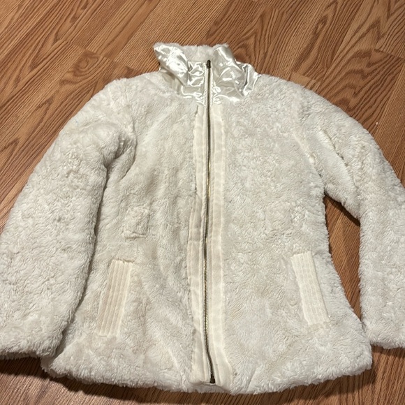IZ BYER girls M size 10/12 white faux fur coat - Picture 1 of 5